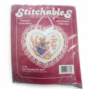 Vintage 1998 Stitchables Cross Stitch Craft Kit Old Friends Are Best Friend Gift